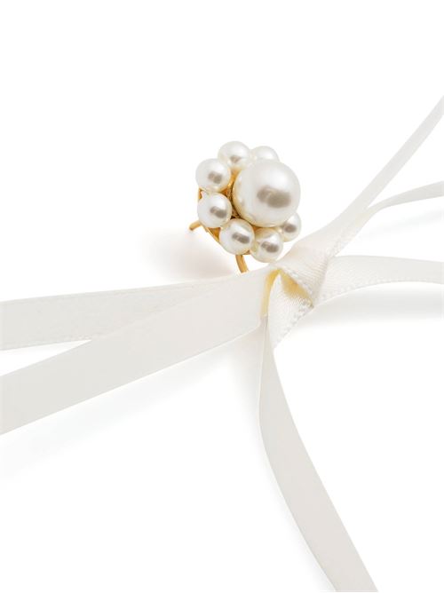 Gold-tone brass ivory ribbon earring Simone Rocha | ERG3890904PEARL/IVORY